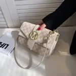 Niche Personality Printed Letter Shoulder Messenger Bag - Beige