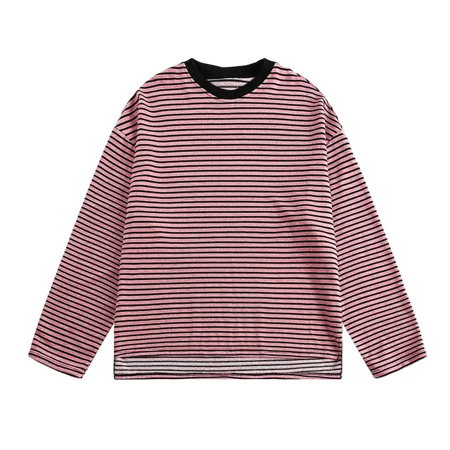 Loose Knitted Striped Long Sleeve Men's And Women's Same Spring And Autumn Red - Shop at LoveMi