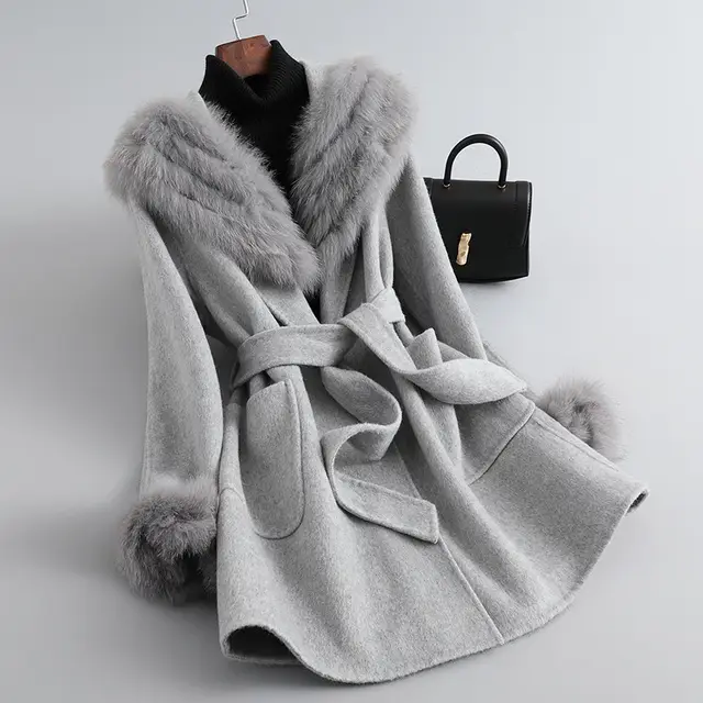 Autumn And Winter Coat Women's Sheepskin Woolen Slim Fit Gray - Shop at LoveMi