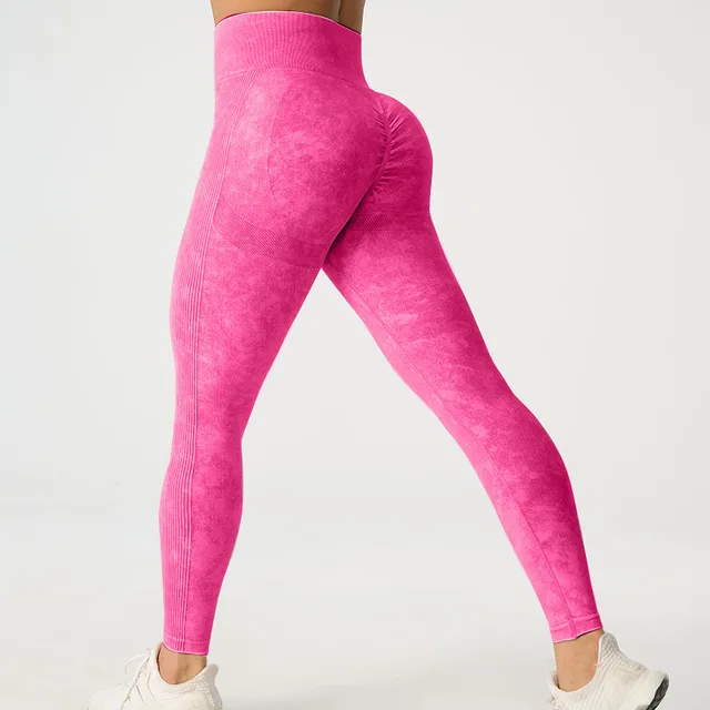Matte Washed Seamless Yoga High Waist Hip Lift Fitness Pants Magenta - Shop at LoveMi