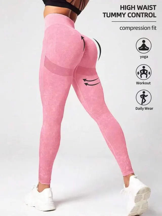 Matte Washed Seamless Yoga High Waist Hip Lift Fitness Pants Pink - Shop at LoveMi