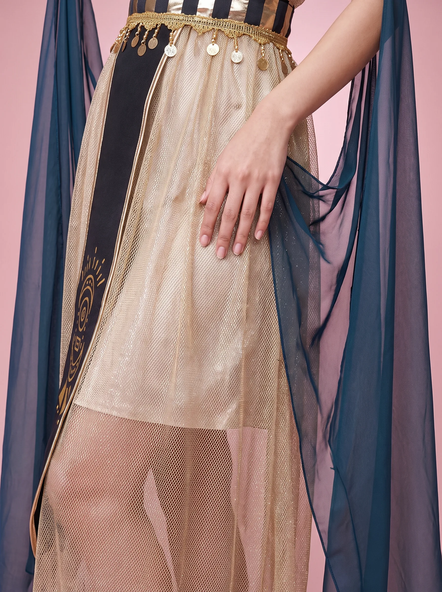 Egyptian Queen Cleopatra Costume Dress for Women - Champagne Gold - View 4