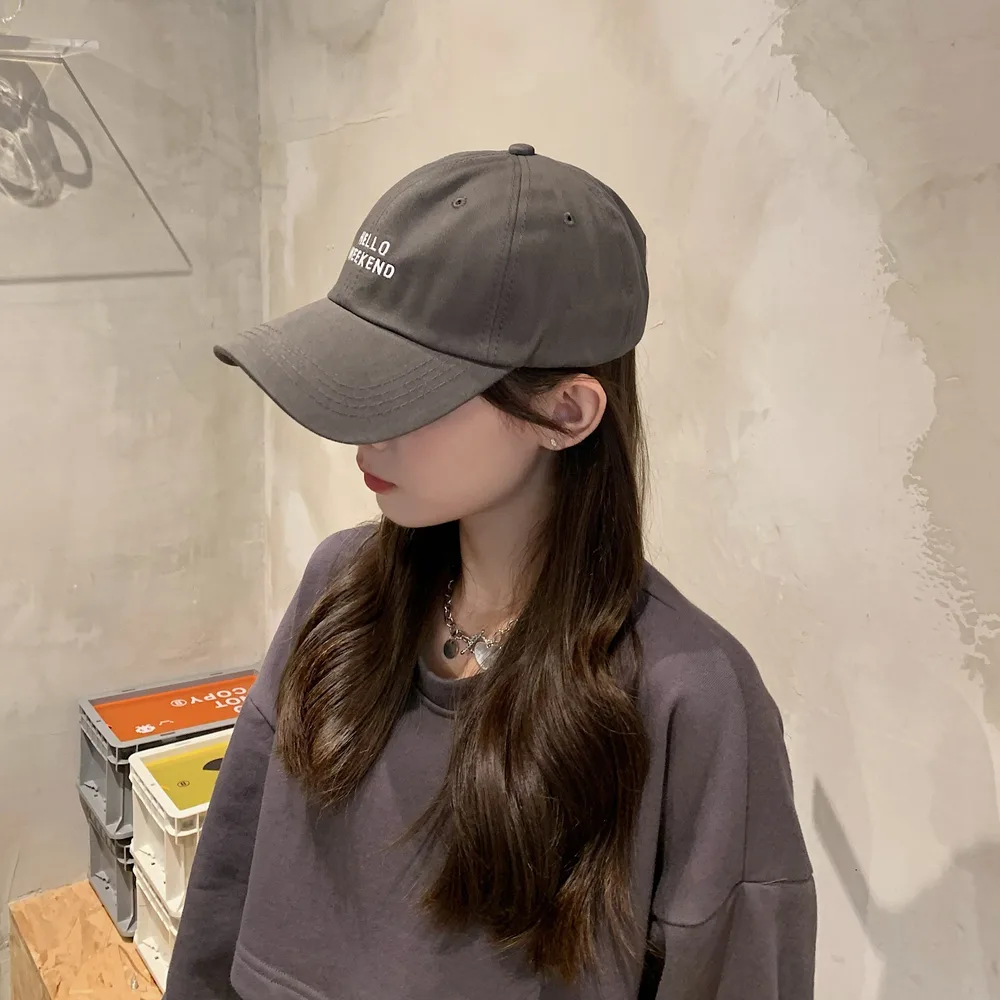 Fashion Embroidered Letter Baseball Cap Outdoor Sunshade Dark Gray - Shop at LoveMi