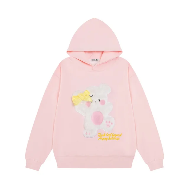 Bear Bow Decoration Hooded Bathroom Pink - Shop at LoveMi