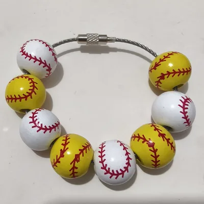 Baseball, Basketball, Soccer, Handbag Accessories, Hanging Decorations White And Yellow Baseball - Shop at LoveMi