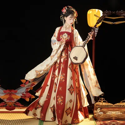 Tang Women's Han Recovery Cheko Dress Tang Imperial Concubine Style One piece Chest Suit Beige - Shop at LoveMi