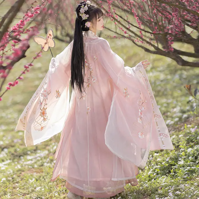 New Gradient Embroidered Han Clothing Pleated Skirt Hanfu Big Sleeves Inside And Outside - Shop at LoveMi