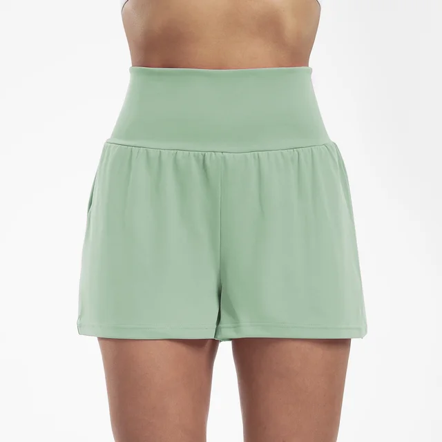 Women's High Top Sports Breathable Quick drying Yoga Shorts Bean Green - Shop at LoveMi