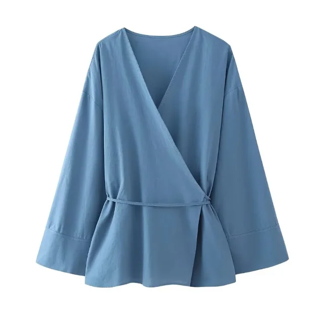 Casual Loose Tied Pajamas Trousers Suit Blue Coat - Shop at LoveMi