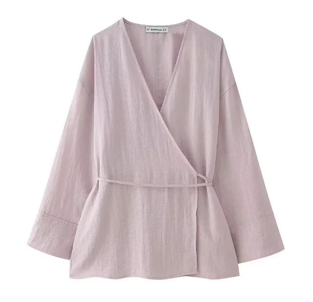 Casual Loose Tied Pajamas Trousers Suit Pink Top - Shop at LoveMi