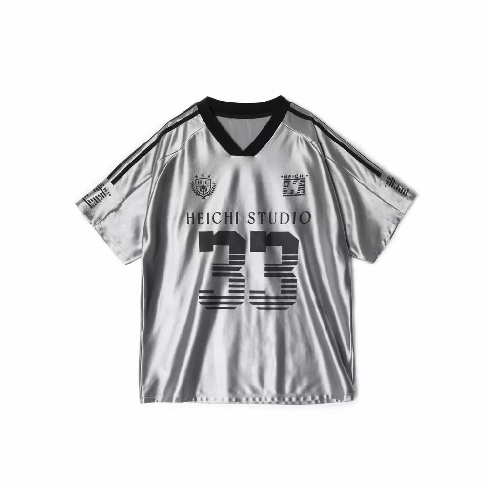 American V neck Raglan Sleeves With Icy Short Sleeves Silver - Shop at LoveMi