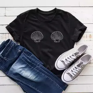 Cross Border Shell Couple Wear Short Sleeve - Black