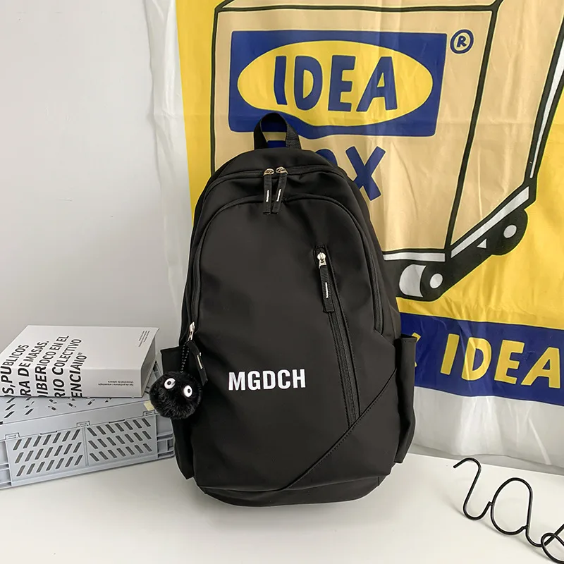 Casual Backpack Good-looking Schoolbag College Women's Simple All-match College Style - Black