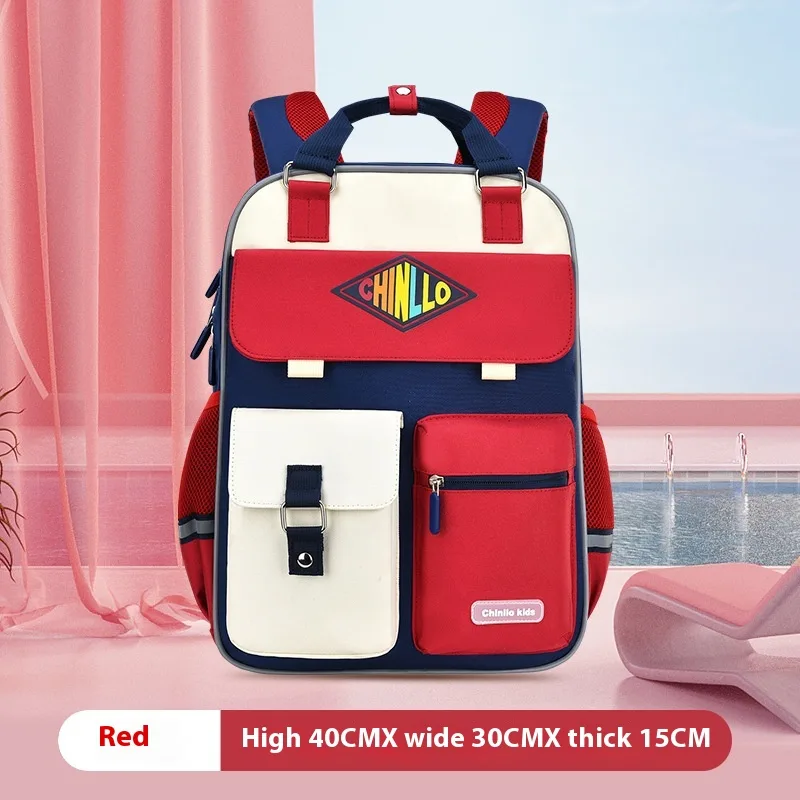 Lightweight Breathable Primary Student Schoolbag Multi pocket Good looking Red - Shop at LoveMi