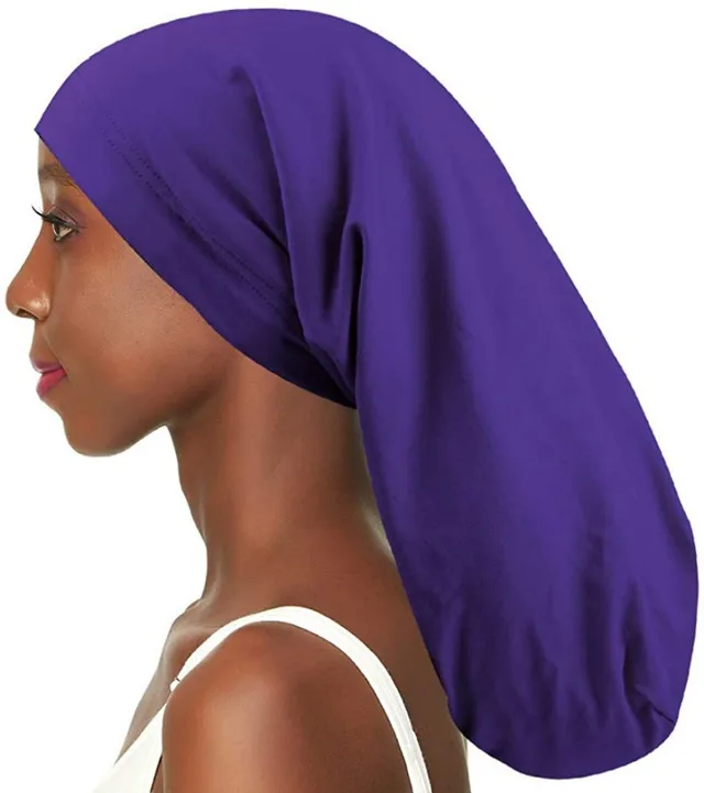Women's Satin Satin Lined Adjustable Long Nightcap Purple - Shop at LoveMi