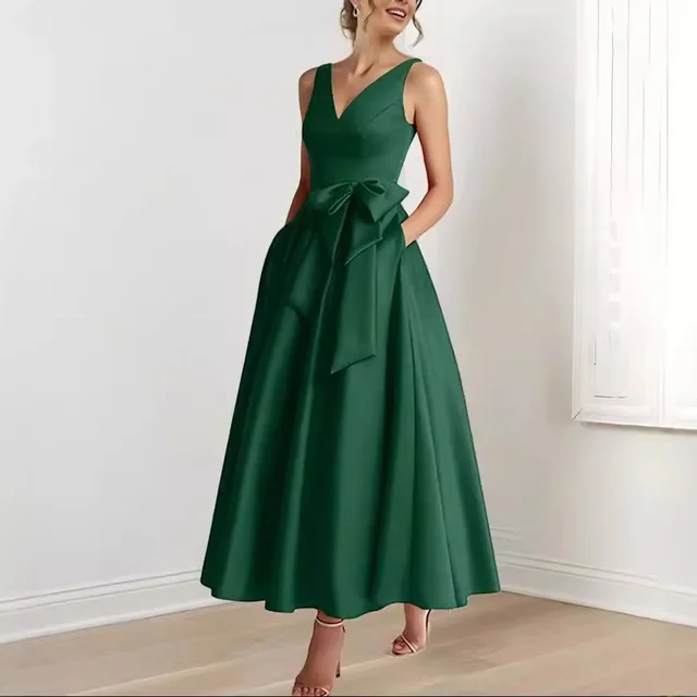 Birthday Party Host V neck Socialite Daily Wearable Slimming Dress Green - Shop at LoveMi