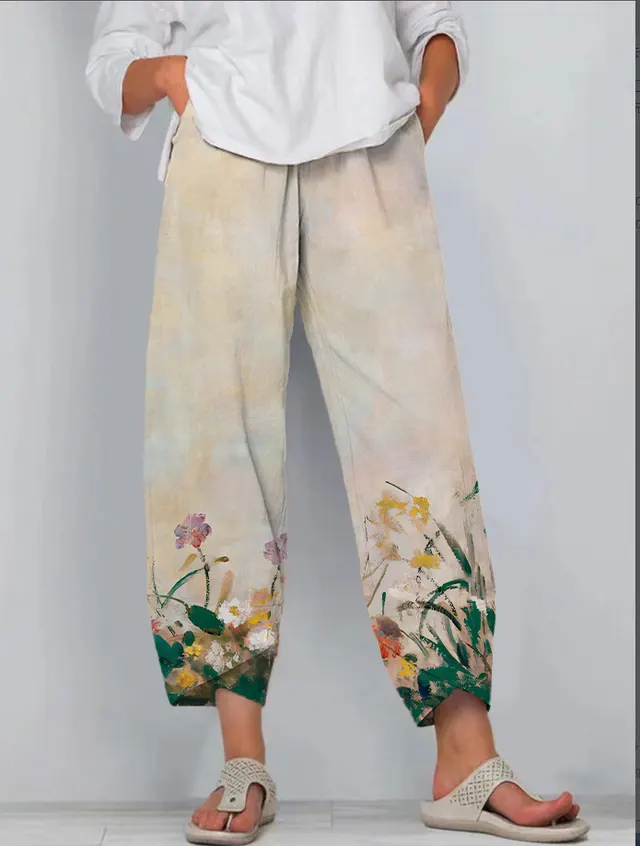 Printed Loose Casual Elastic Waist Straight leg Pants Zzy2023071749 - Shop at LoveMi