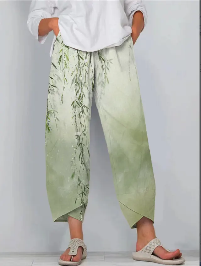 Printed Loose Casual Elastic Waist Straight leg Pants Zzy2023071752 - Shop at LoveMi