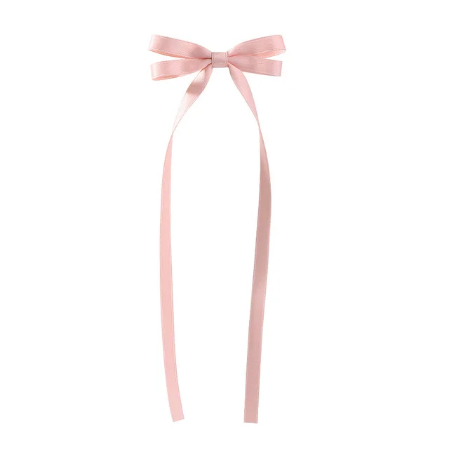Bow Braided Hair Ribbon Tie up Hair Tie Double Ponytail Duckbill Clip Bean Pink - Shop at LoveMi