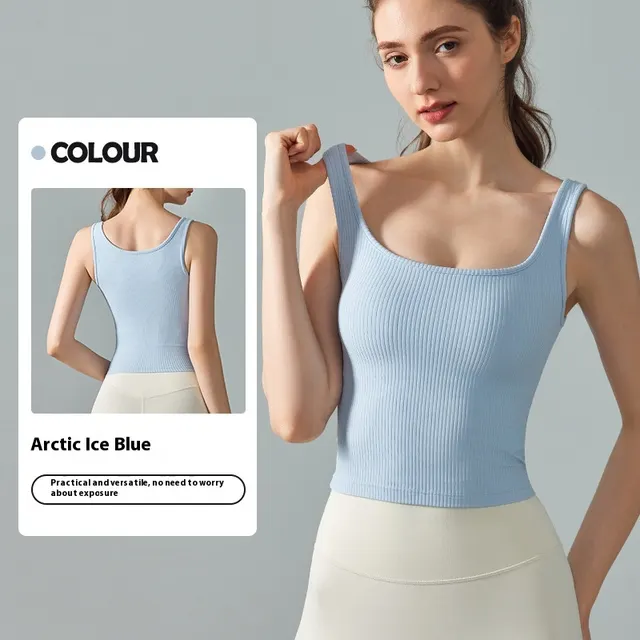 Women's French Thread Yoga Clothing Sports Vest Arctic Ice Blue - Shop at LoveMi