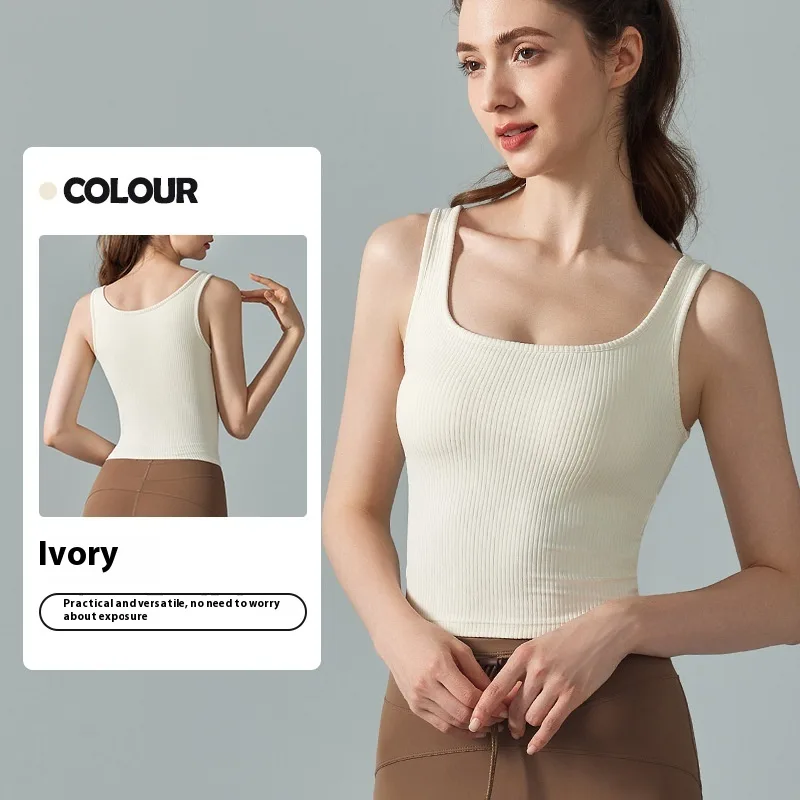 Women's French Thread Yoga Clothing Sports Vest White - Shop at LoveMi
