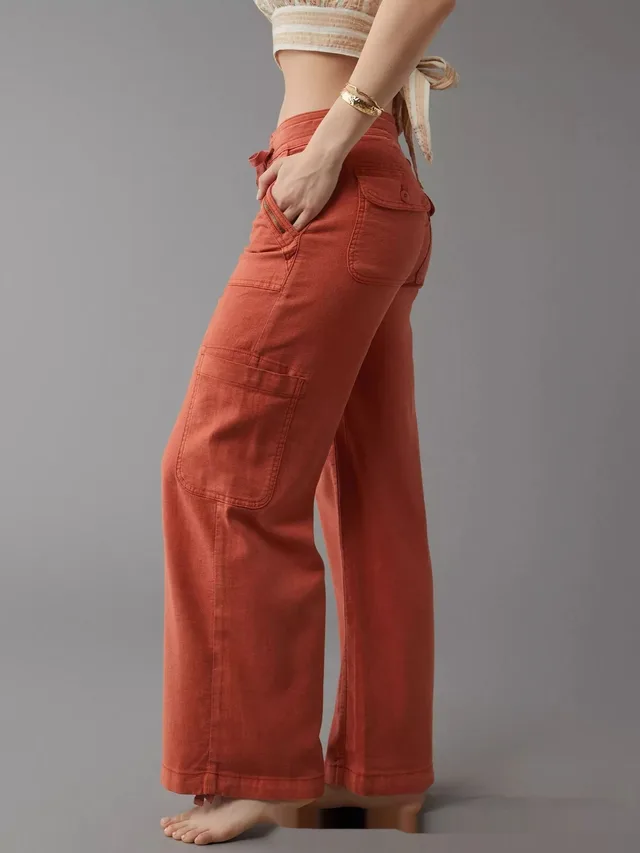 Women's Casual Versatile Solid Color Long Jeans Red Lengthened - Shop at LoveMi