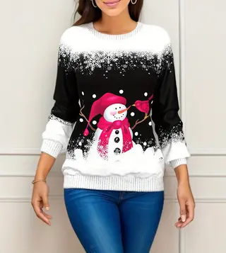 Christmas Printed Raglan Printed Sweater - Element 3