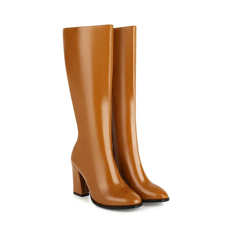 Women's Fashion High Heel Plus Size Knight Boots Yellow - Shop at LoveMi