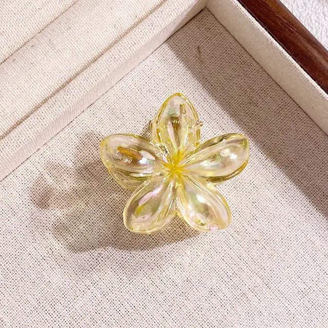 Mini 4CM Plumeria Rubra Grip Electroplated AB Color Bauhinia Barrettes Yellow - Shop at LoveMi