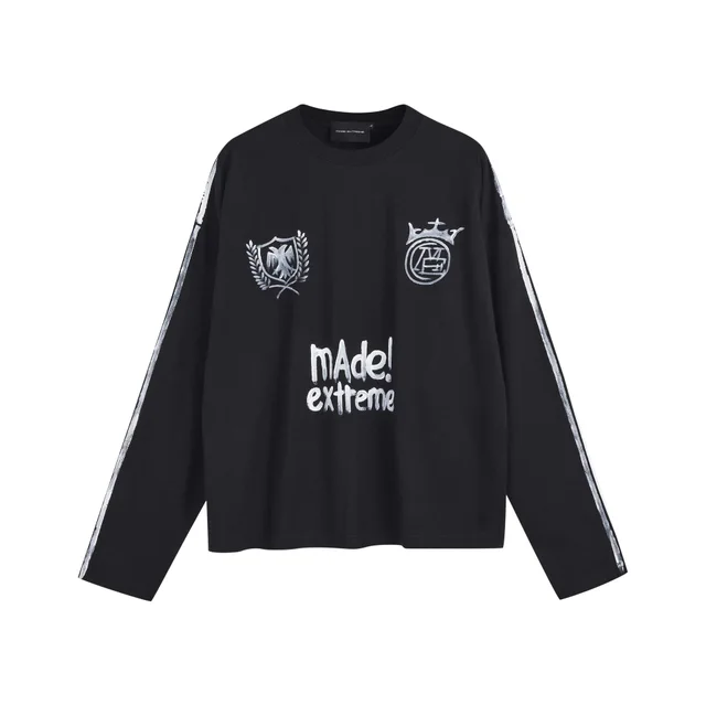 Washed Old Printing Hand Painted Jersey Soccer Uniform Black - Shop at LoveMi