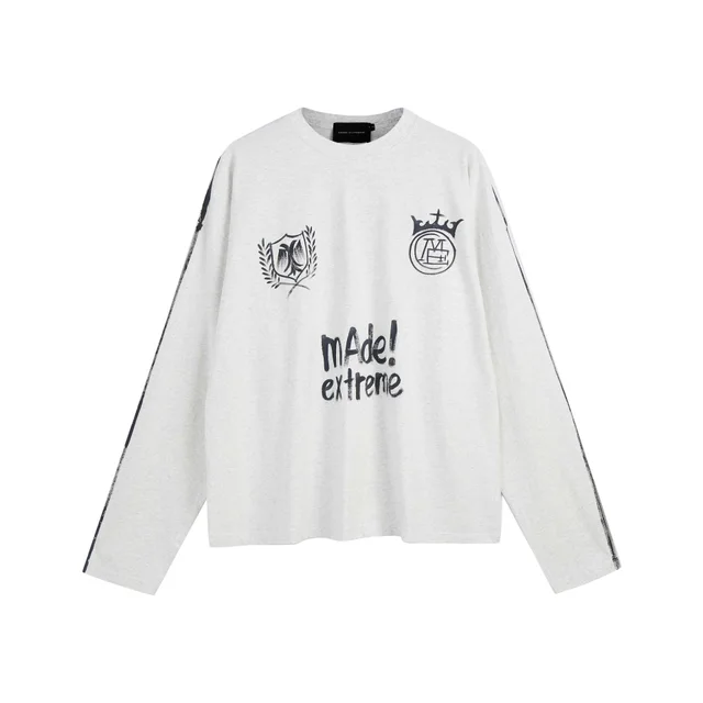 Washed Old Printing Hand Painted Jersey Soccer Uniform Flower Gray - Shop at LoveMi