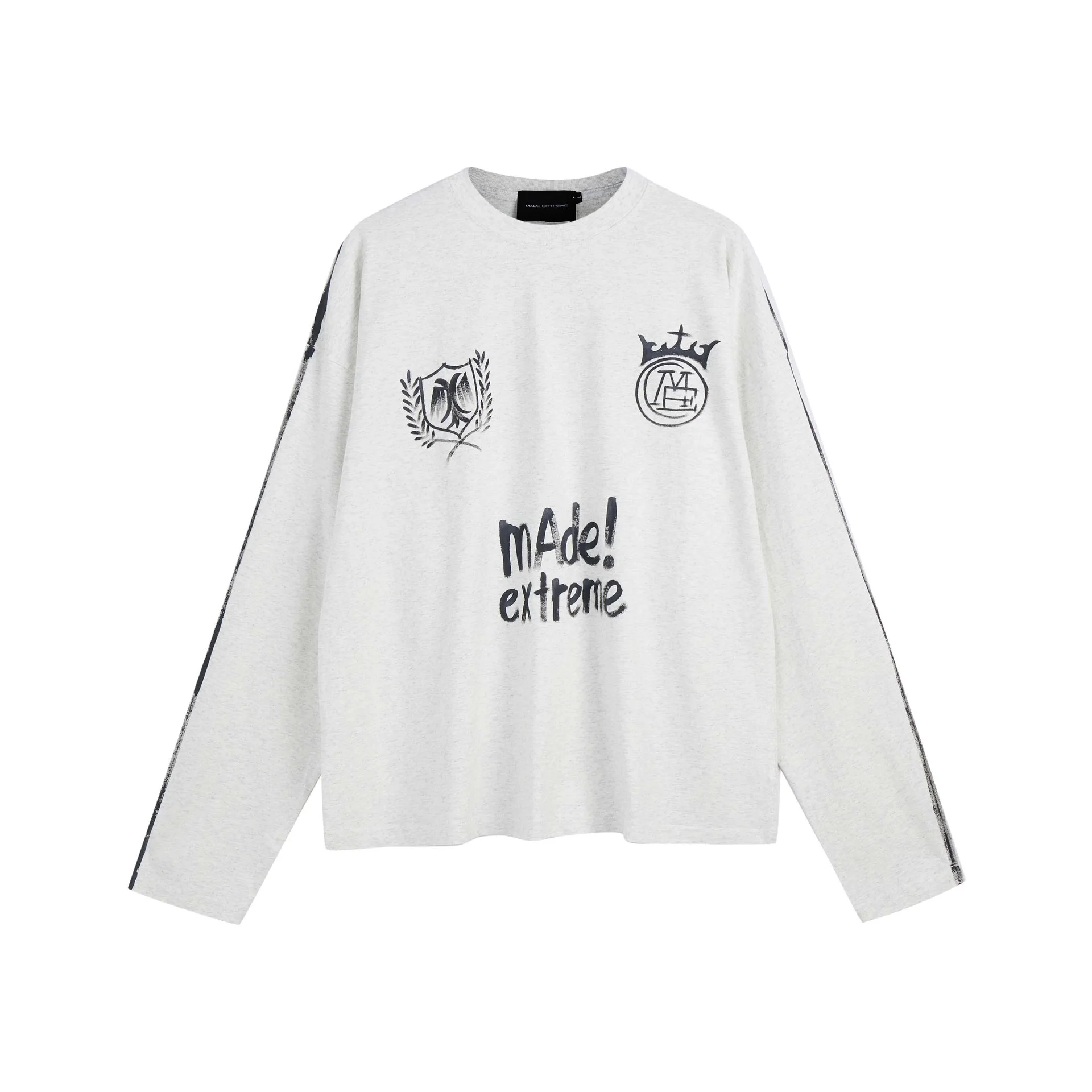 Washed Old Printing Hand Painted Jersey Soccer Uniform - Flower Gray