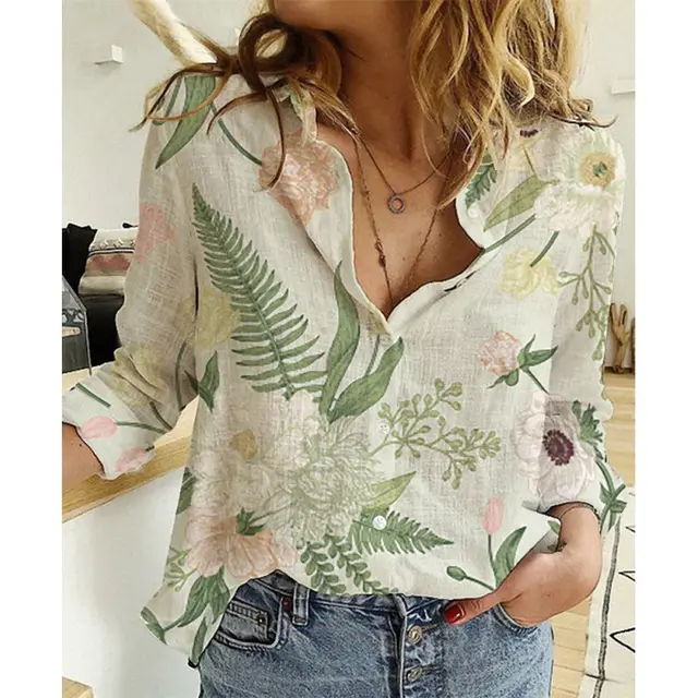 Linen Cotton Washed Single breasted Long Sleeve Shirt For Women Tmc8293 - Shop at LoveMi