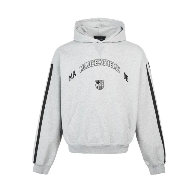 Heavy Terry Hook Retro Alphabet Loose Sports And Leisure Hooded Sweater Flower Gray - Shop at LoveMi
