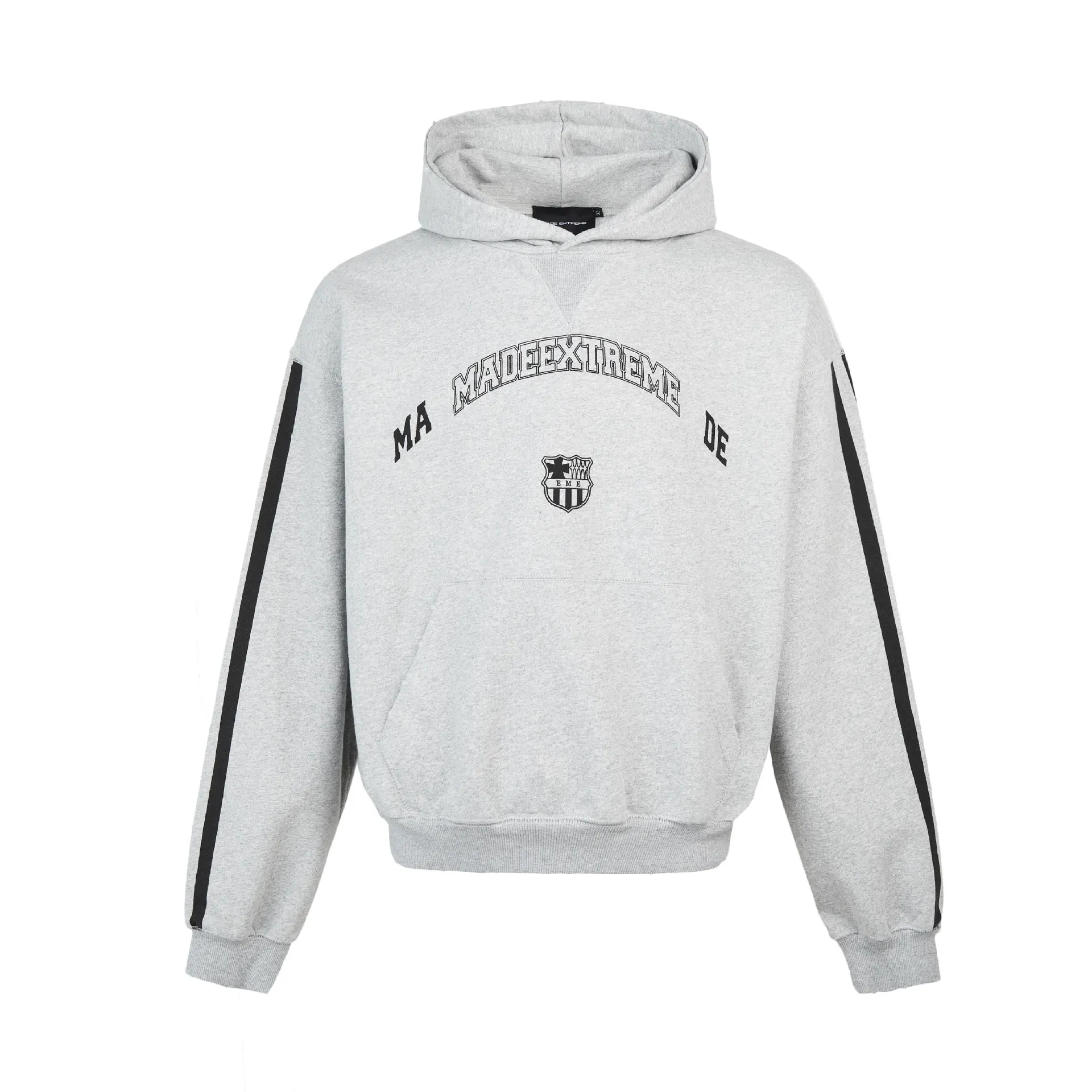 Heavy Terry Hook Retro Alphabet Loose Sports And Leisure Hooded Sweater - Flower Grey