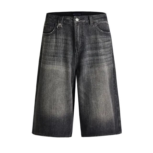 Wide Leg Cropped Jeans Summer Retro Washed Distressed Straight Black - Shop at LoveMi