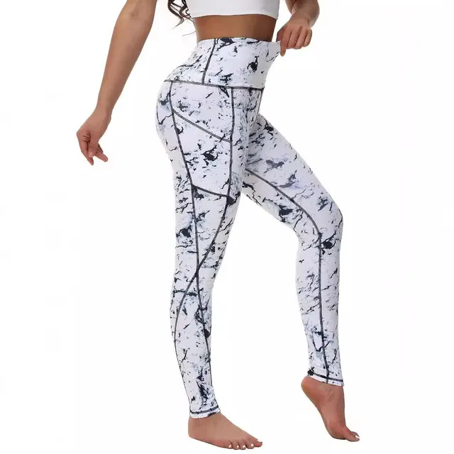 Pocket Stitching Fashion Sports Soft Yoga Pants White Tile - Shop at LoveMi