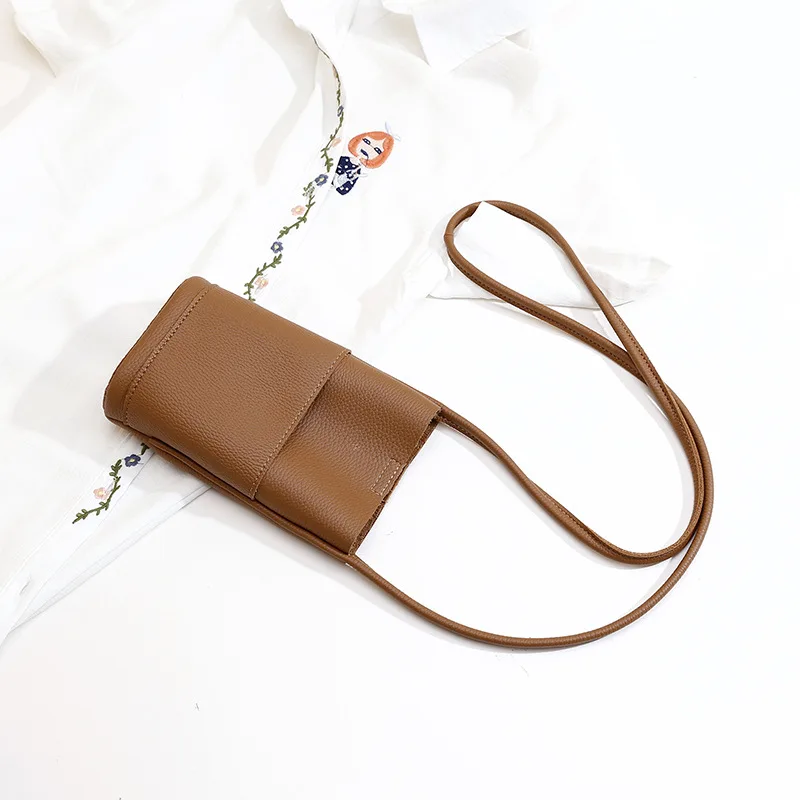 High grade Soft Leather Mobile Phone Bag Female Crossbody Brown - Shop at LoveMi