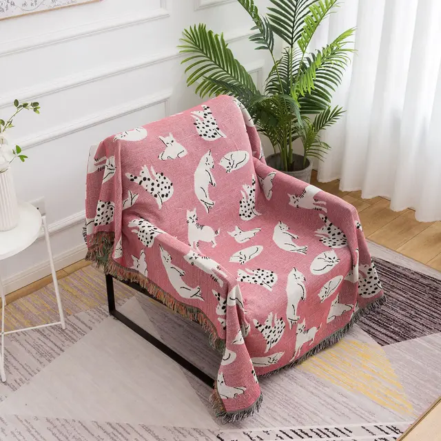 Nordic Instagram Style Art Casual Tapestry Art Abstract Europe And America Creative Blanket Pink Cat - Shop at LoveMi