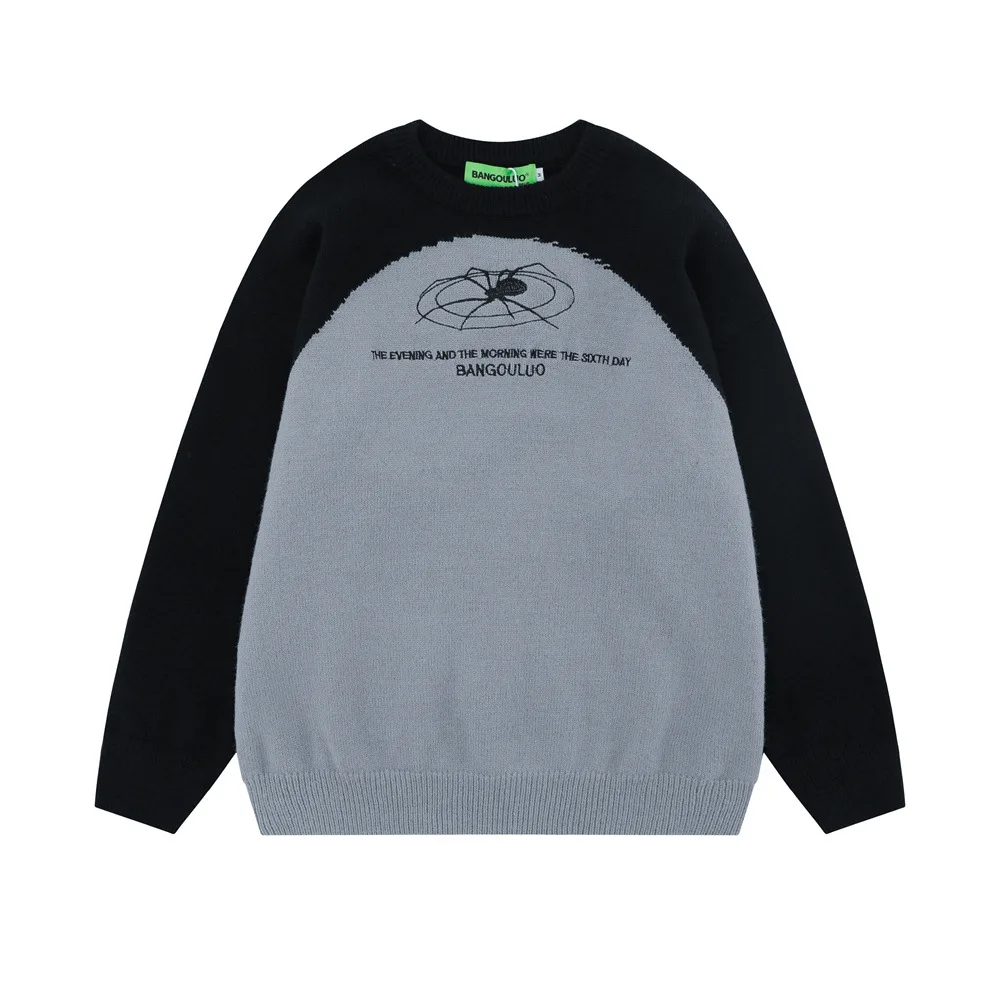 Stitching Contrast Color Loose Sweater Female Bf Idle Style Black - Shop at LoveMi