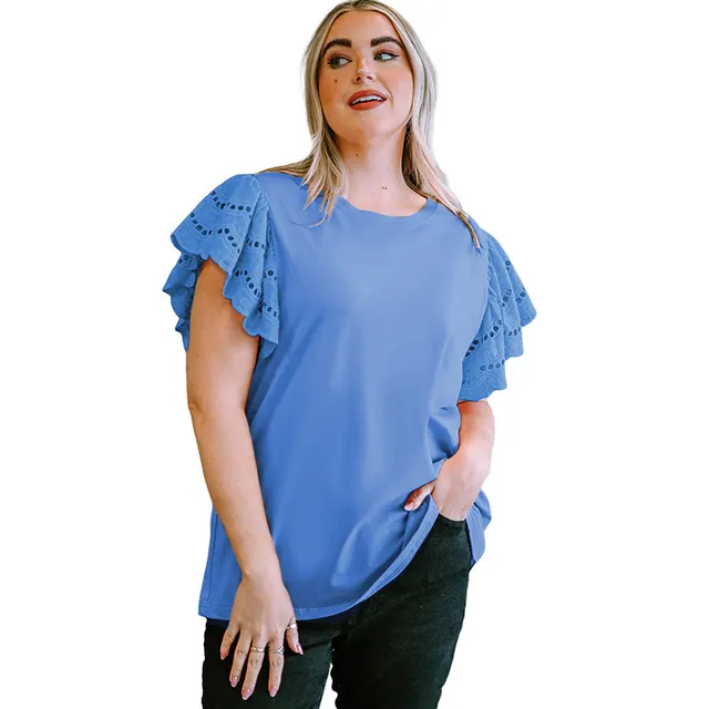 Female Lace Hollow Out Versatile Casual Short Sleeved Shirt Style04 - Shop at LoveMi