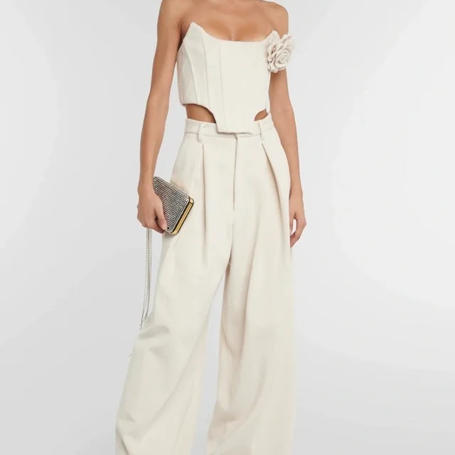 Tube Top Women's Autumn Hip wrapped Casual Wide leg Pants Fashion Two piece Suit Tops And Pants - Shop at LoveMi