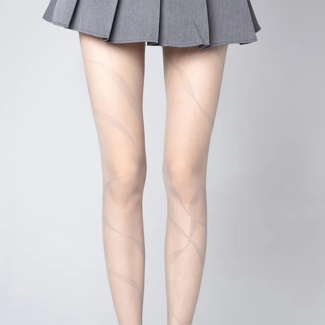Lace Mesh Stockings Women's Thin Hollow Pantyhose Gray Ribbon Winding - Shop at LoveMi