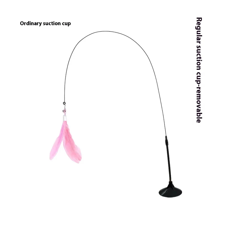 Cat Teaser With Bell Long Brush Holder Suction Cup Self Hi Bite resistant Feather Regular Sucker Powder - Shop at LoveMi