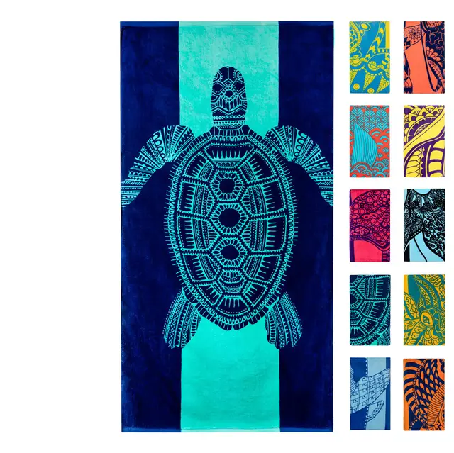 Turtle Pattern Cross border Marine Life Dolphin Conch Blue Tropical Fish Beach Towel Al221012225 - Shop at LoveMi