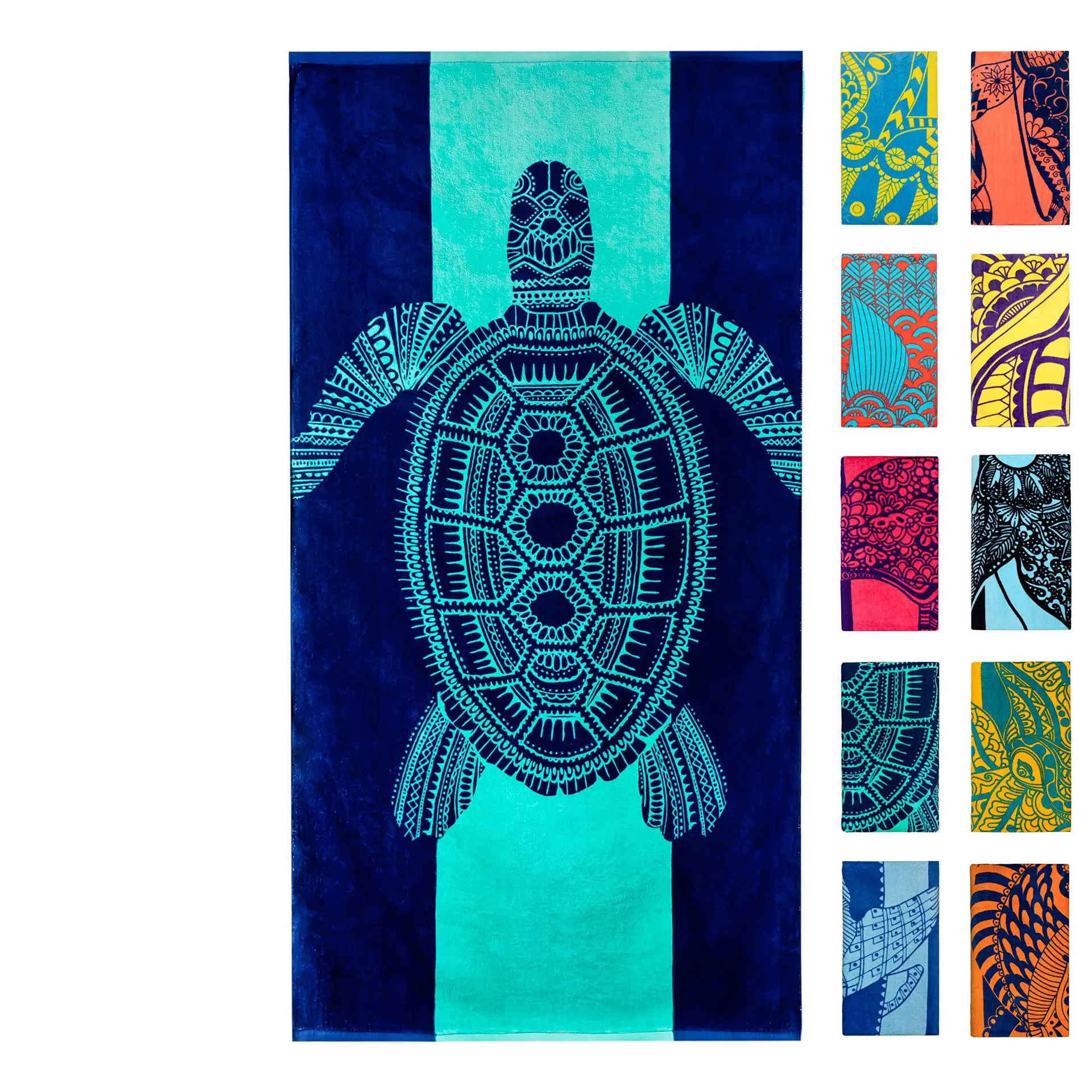 Turtle Pattern Cross-border Marine Life Dolphin Conch Blue Tropical Fish Beach Towel - Al221012225