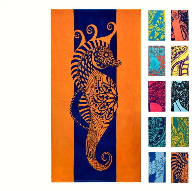 Turtle Pattern Cross border Marine Life Dolphin Conch Blue Tropical Fish Beach Towel Al221012228 - Shop at LoveMi