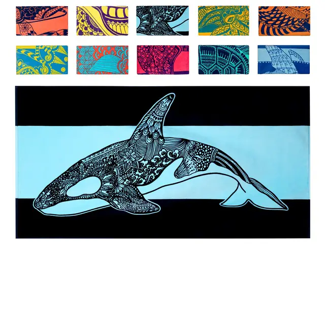 Turtle Pattern Cross border Marine Life Dolphin Conch Blue Tropical Fish Beach Towel Al221012235 - Shop at LoveMi