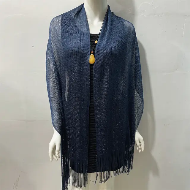 Rayon Scarf Thin Cape Baotou Flat Towel Navy Blue Smooth Bright Silk - Shop at LoveMi