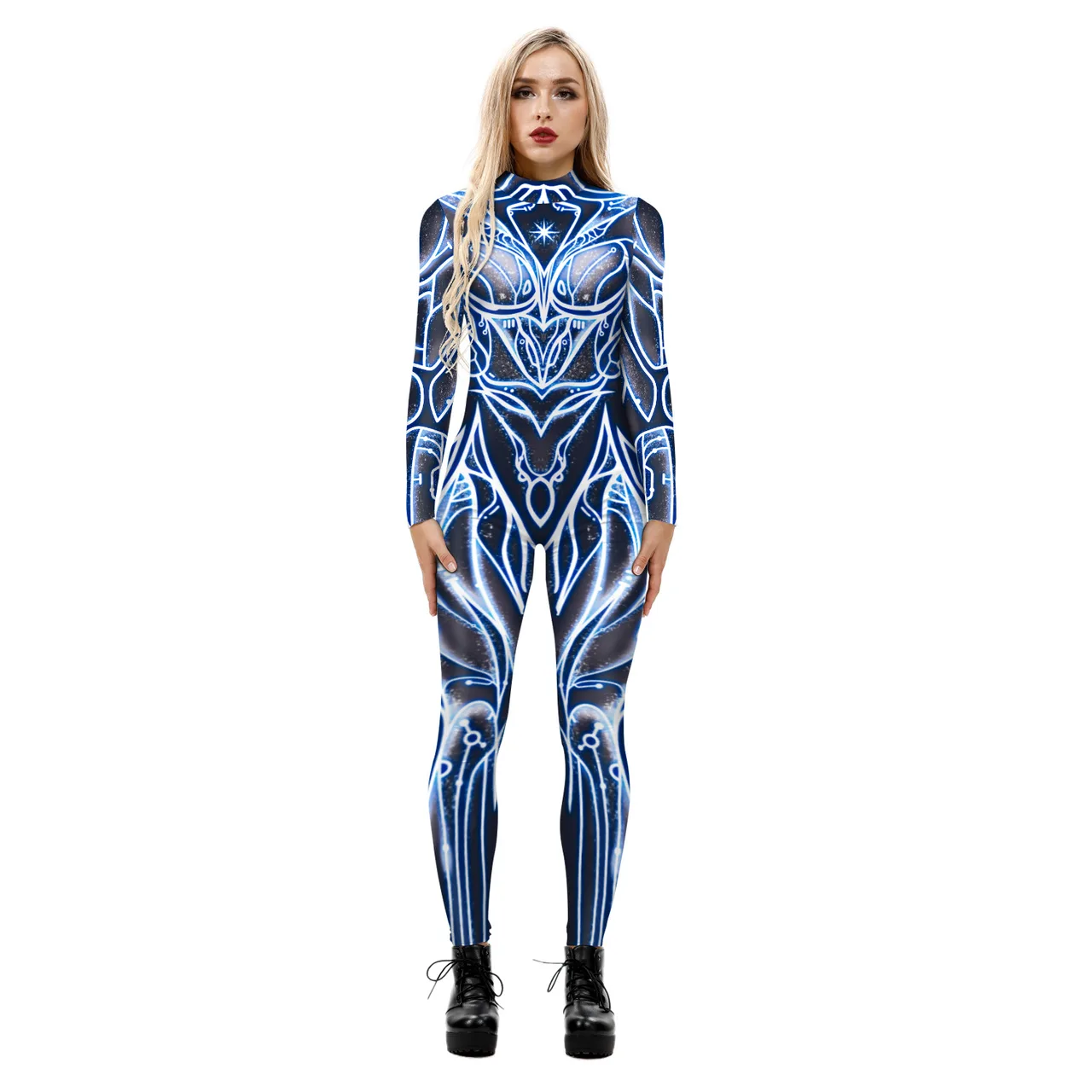 Tight Long-sleeved Skeleton Jumpsuit - Bax 231